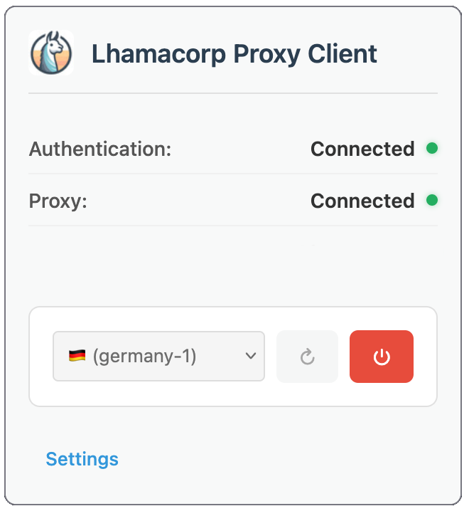 Lhamacorp Proxy Client Screenshot